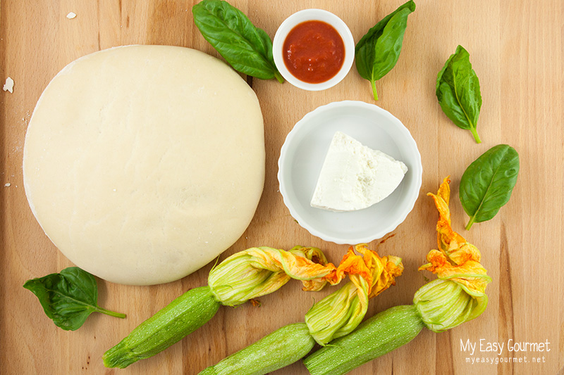 Zucchini flower pizza ingredients