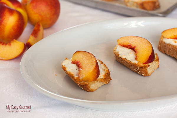 Peach and Feta Crostini