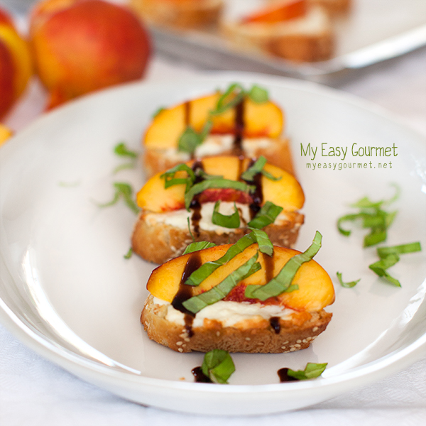 Peach and Feta Crostini