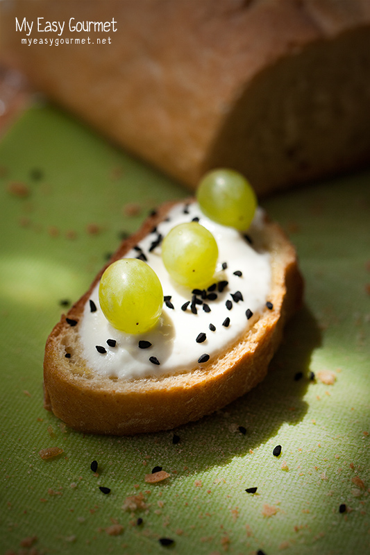 Grapes and Feta Crostini