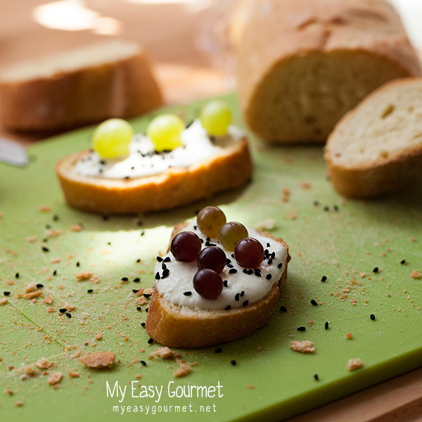 Grapes and Feta Crostini