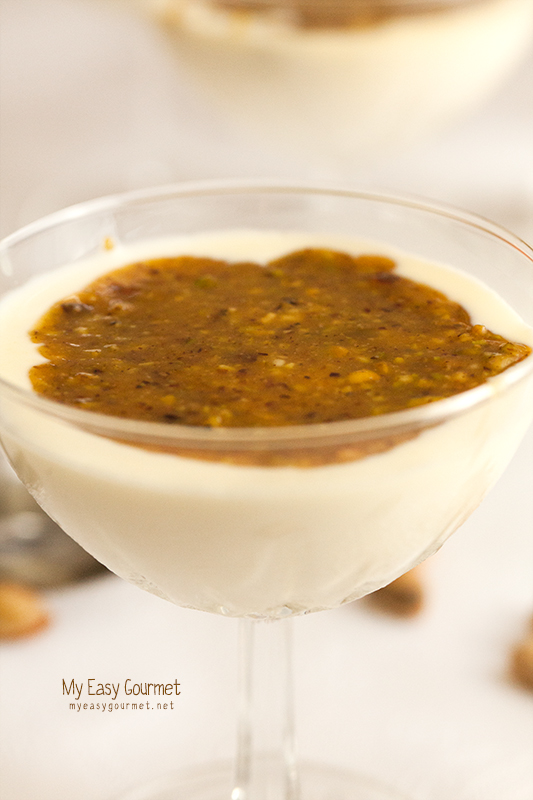 Mastic Panna Cotta with pistachio-honey syrup
