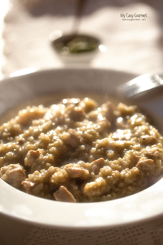 Chicken arugula pesto risotto