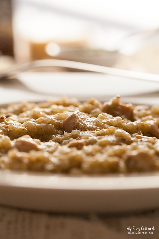 Chicken arugula pesto risotto