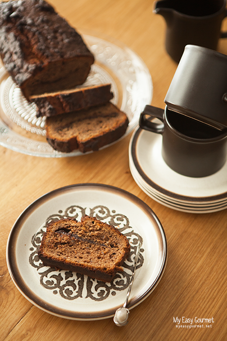 Healthy pecan, banana, tahini cake with nutella, no artificial sugar added