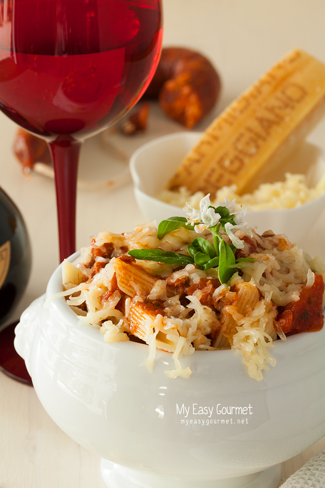 Penne with chorizo marinara