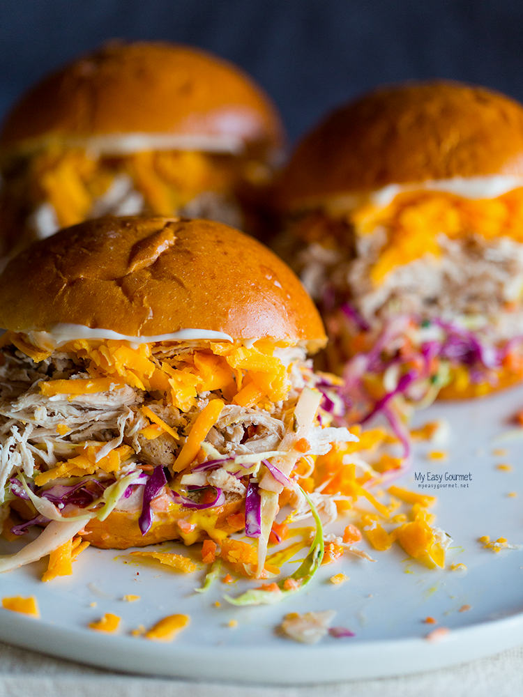 Pulled BBQ chicken sliders