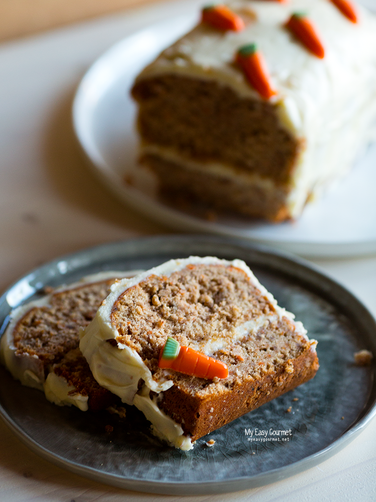 Layered carrot cake with cream cheese frosting