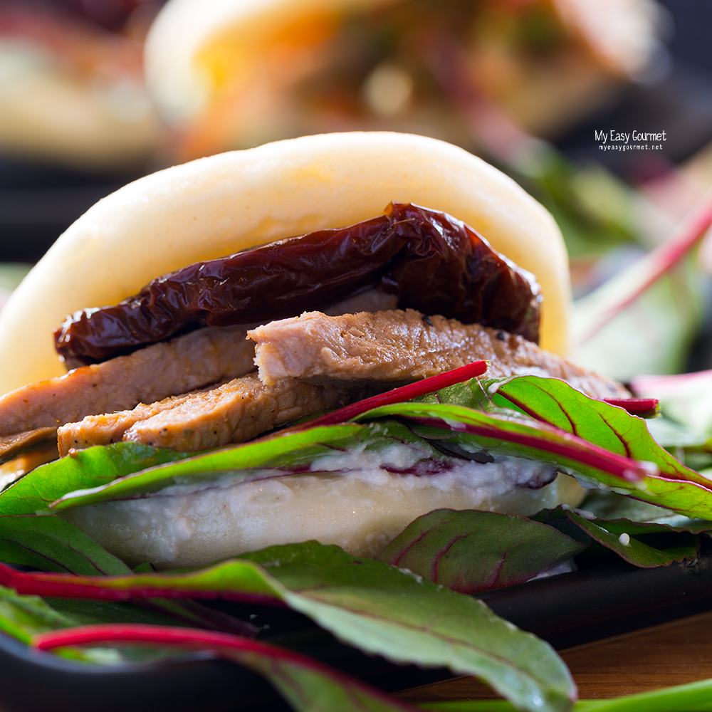 Steamed Bao Buns Three Ways: Beef Tagliata, Pork Belly and Chicken